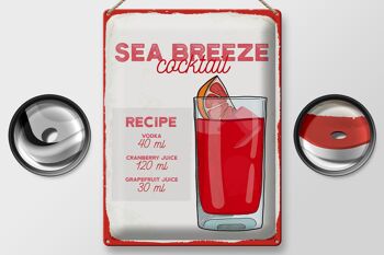 Plaque en tôle recette Sea Breeze Cocktail Recipe 30x40cm 2
