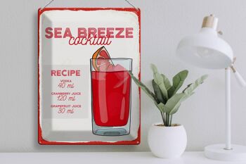 Plaque en tôle recette Sea Breeze Cocktail Recipe 30x40cm 3