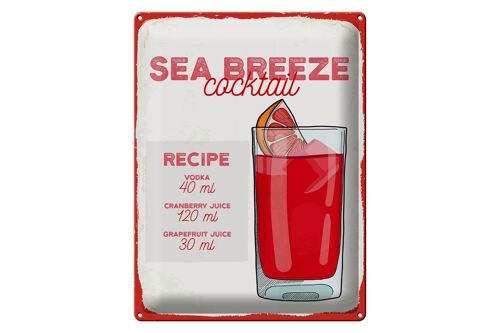 Blechschild Rezept Sea Breeze Cocktail Recipe 30x40cm