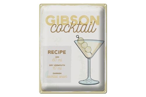 Blechschild Rezept Gibson Cocktail Recipe 30x40cm Geschenk