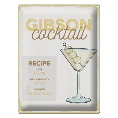 Blechschild Rezept Gibson Cocktail Recipe 30x40cm Geschenk