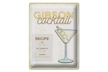 Recette de signe en étain recette de Cocktail Gibson 30x40cm cadeau 1