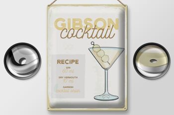 Recette de signe en étain recette de Cocktail Gibson 30x40cm cadeau 2