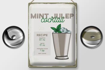 Recette de signe en étain, recette de Cocktail à la menthe Julep, 30x40cm 2