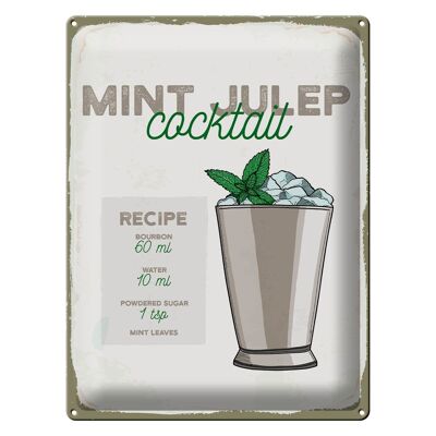 Targa in metallo Ricetta Mint Julep Cocktail Ricetta 30x40 cm