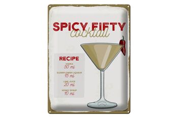 Plaque en tôle Recette Spicy Fifty Cocktail Recipe 30x40cm 1