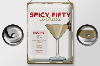 Plaque en tôle Recette Spicy Fifty Cocktail Recipe 30x40cm 2