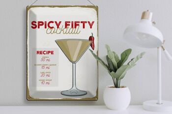 Plaque en tôle Recette Spicy Fifty Cocktail Recipe 30x40cm 3