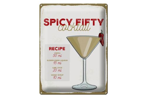 Blechschild Rezept Spicy Fifty Cocktail Recipe 30x40cm