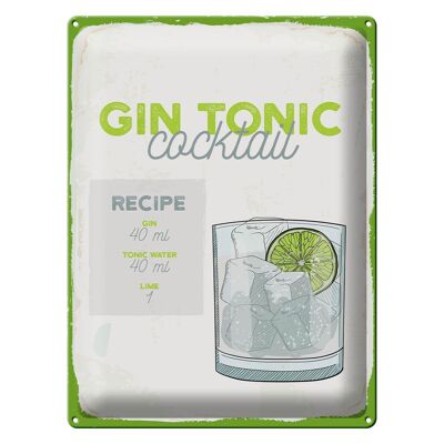 Targa in metallo ricetta Ricetta Cocktail Gin Tonic 30x40cm