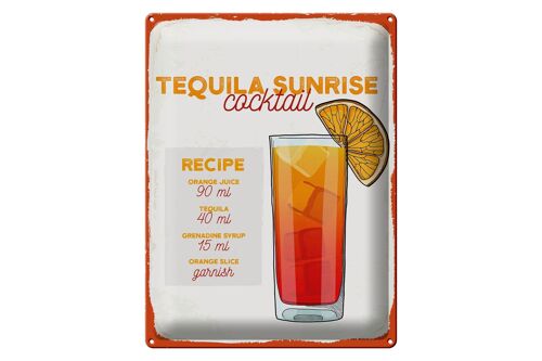 Blechschild Rezept Tequila Sunrise Cocktail Recipe 30x40cm