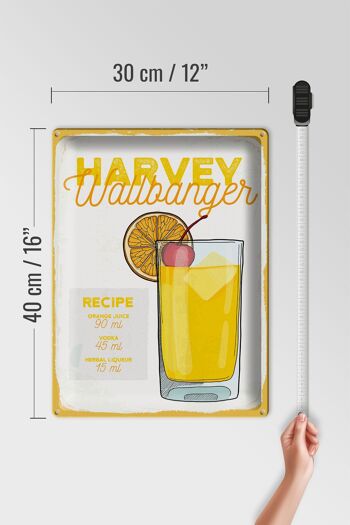 Plaque en tôle recette Harvey Wallbanger Cocktail Recipe 30x40cm 4