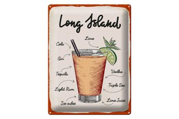 Plaque en tôle Recette Recette de cocktail Long Island 30x40cm 1