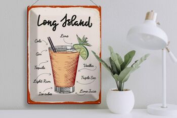 Plaque en tôle Recette Recette de cocktail Long Island 30x40cm 3