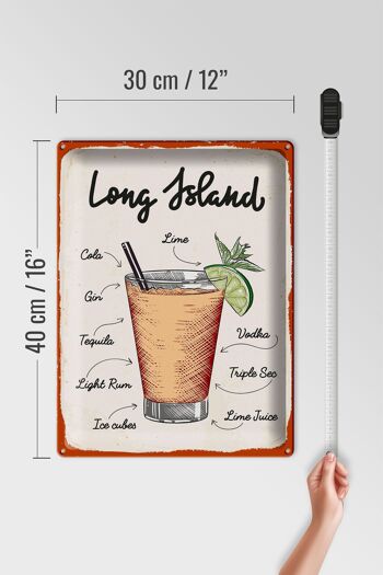 Plaque en tôle Recette Recette de cocktail Long Island 30x40cm 4
