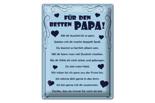 Blechschild Spruch 30x40cm Für den besten Papa