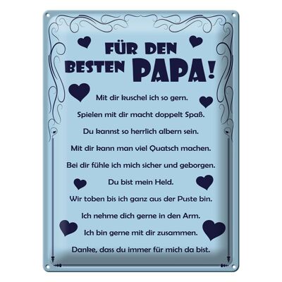 Blechschild Spruch 30x40cm Für den besten Papa