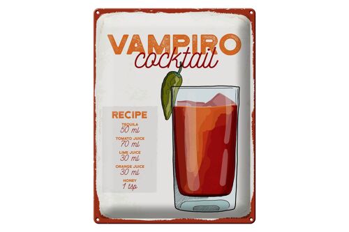 Blechschild Rezept Vampiro Cocktail Recipe Tequila 30x40cm