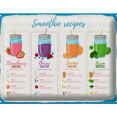 Blechschild Rezept Smoothie Recipe Berry Orange 40x30cm