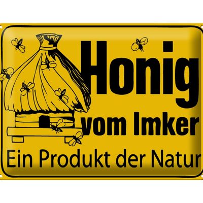 Cartel de chapa aviso 40x30cm Miel del apicultor producto natural