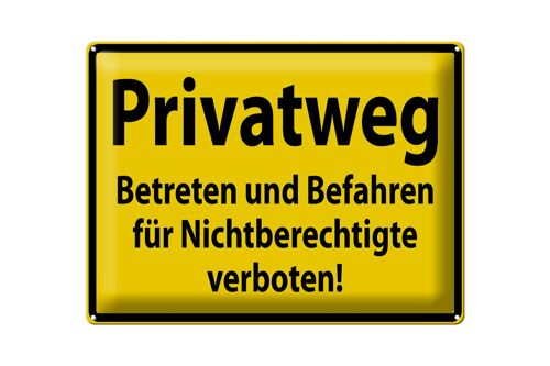 Blechschild Warnschild 40x30cm Privatweg gelbes