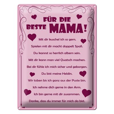 Blechschild Spruch 30x40cm Für die beste Mama