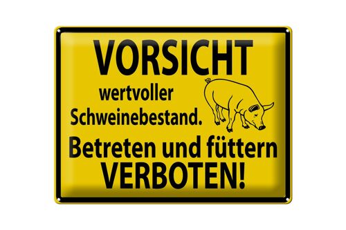 Blechschild Warnschild 40x30cm Wertvoller Schweinebestand