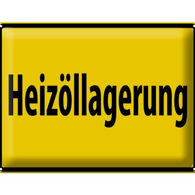 Targa in metallo cartello di avvertimento 40x30 cm stoccaggio olio combustibile giallo
