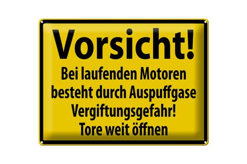 Blechschild Warnschild 40x30cm Vorsicht Bei laufenden Motoren