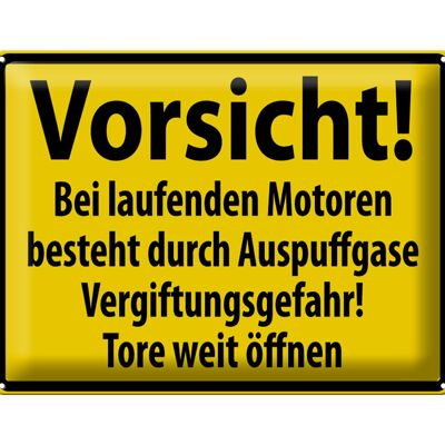 Blechschild Warnschild 40x30cm Vorsicht Bei laufenden Motoren