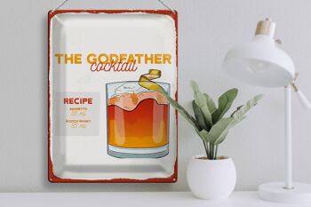Plaque en tôle recette Le Parrain Recette Cocktail 30x40cm 3