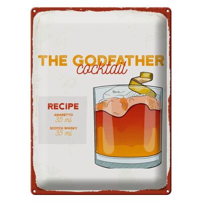 Blechschild Rezept The Godfather Cocktail Recipe 30x40cm