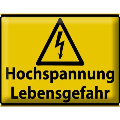 Metal sign warning sign 40x30cm high voltage danger to life
