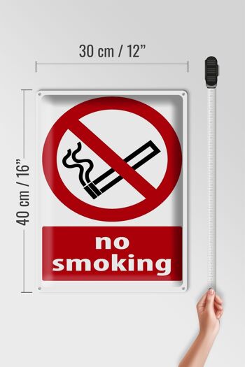 Panneau d'avertissement en étain 30x40cm, interdiction de fumer 4