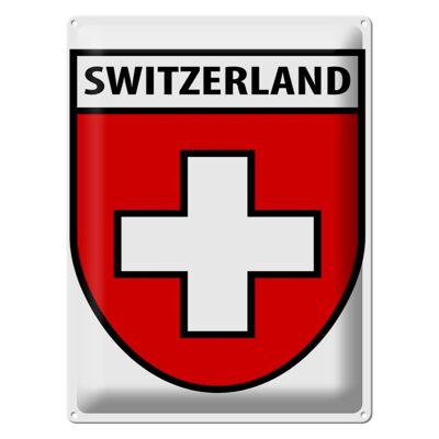 Cartel de chapa con bandera de Suiza, 30x40cm, escudo de armas de Suiza