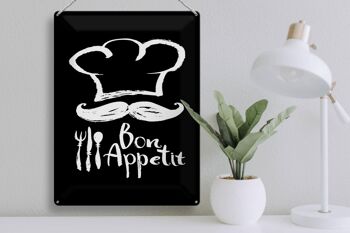 Plaque en tôle alimentaire 30x40cm Bon Appetit Restaurant n/b 3