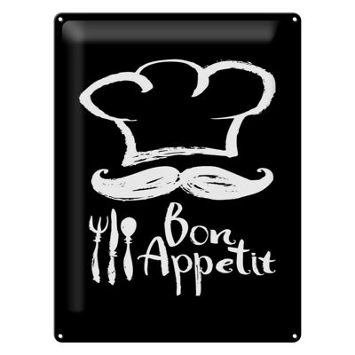 Cartel de chapa comida 30x40cm Bon Appetit Restaurant b/n