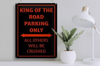 Panneau en étain indiquant 30x40cm Parking King of the Road uniquement 3