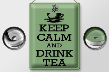 Plaque en étain disant 30x40cm Keep Calm and Drink Tea 2