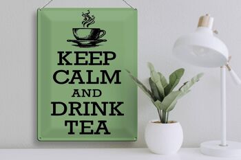 Plaque en étain disant 30x40cm Keep Calm and Drink Tea 3