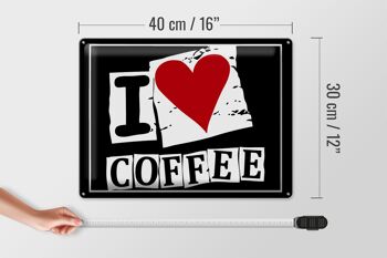 Plaque en étain Café 40x30cm J'aime le café (Cœur) 4