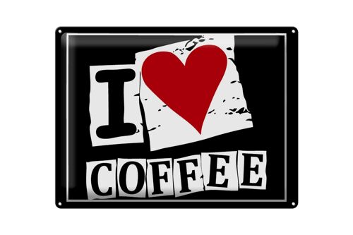 Blechschild Kaffee 40x30cm I love Coffee (Herz)