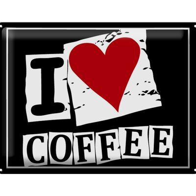 Blechschild Kaffee 40x30cm I love Coffee (Herz)