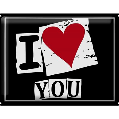 Metal sign saying 40x30cm I Love You (heart)