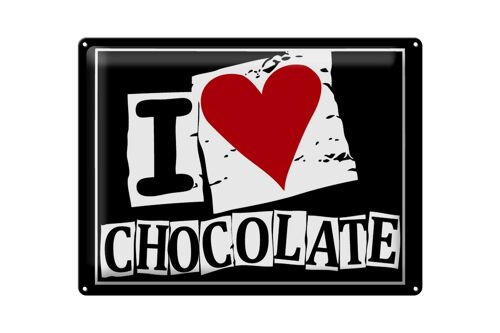 Blechschild Spruch 40x30cm I Love Chocolate (Herz)