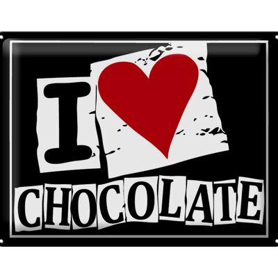 Targa in metallo con scritta "I Love Chocolate" 40x30 cm (cuore)