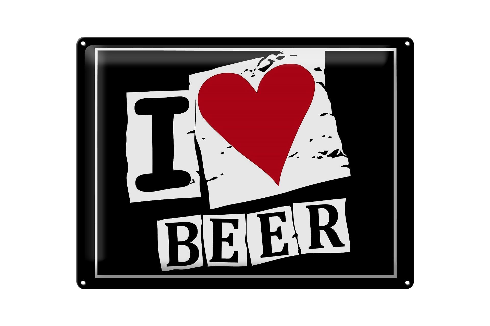 Targa in metallo 40x30 cm I Love Beer (Cuore)