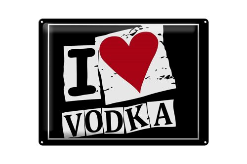 Blechschild 40x30cm I love Vodka (Herz)