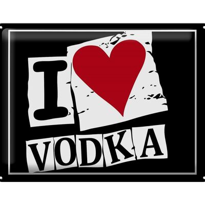 Blechschild 40x30cm I love Vodka (Herz)