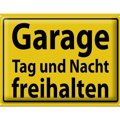 Metal sign notice 40x30cm Keep garage clear day and night